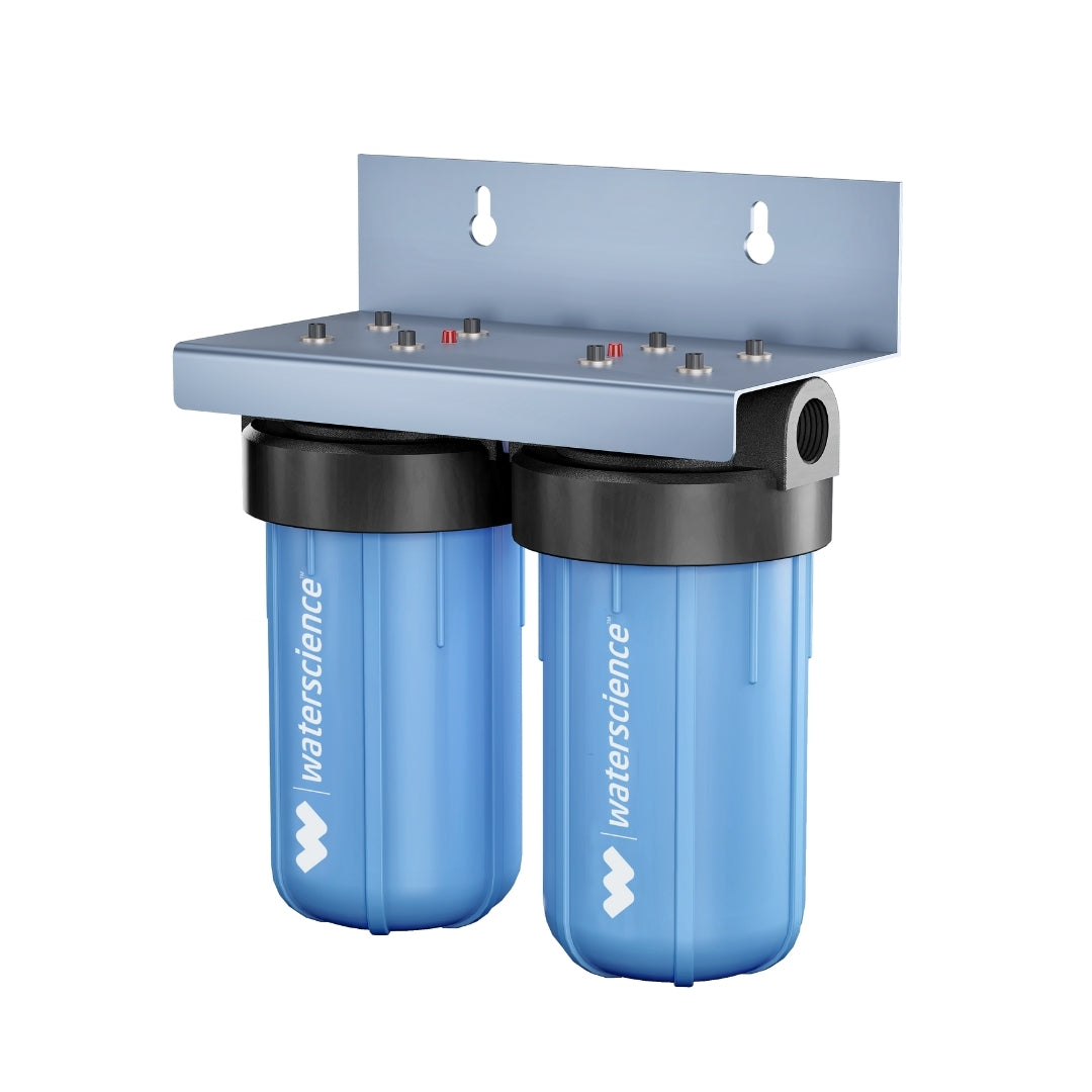 MainLine Filter | 1 Bath + Kitchen| 10 inch | 2 stage | For high sediment + hardness MainLine Filter | 1 Bath + Kitchen| 10 inch | 2 stage | For high sediment + hardness