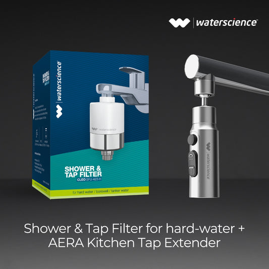 Tap Filter for Hard Water + AERA Water Saving Nozzle for Taps - Compact