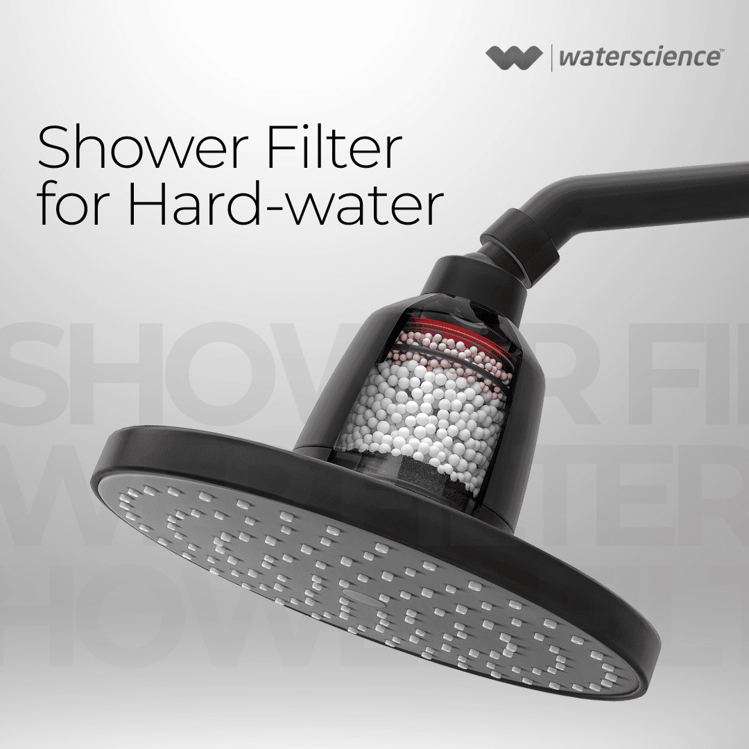 Rain Shower Filter Matte Black with Arm CLEOSFR923 8'' WaterScience