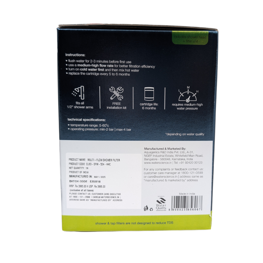 CLEO Compact Shower Filter for Hard Water