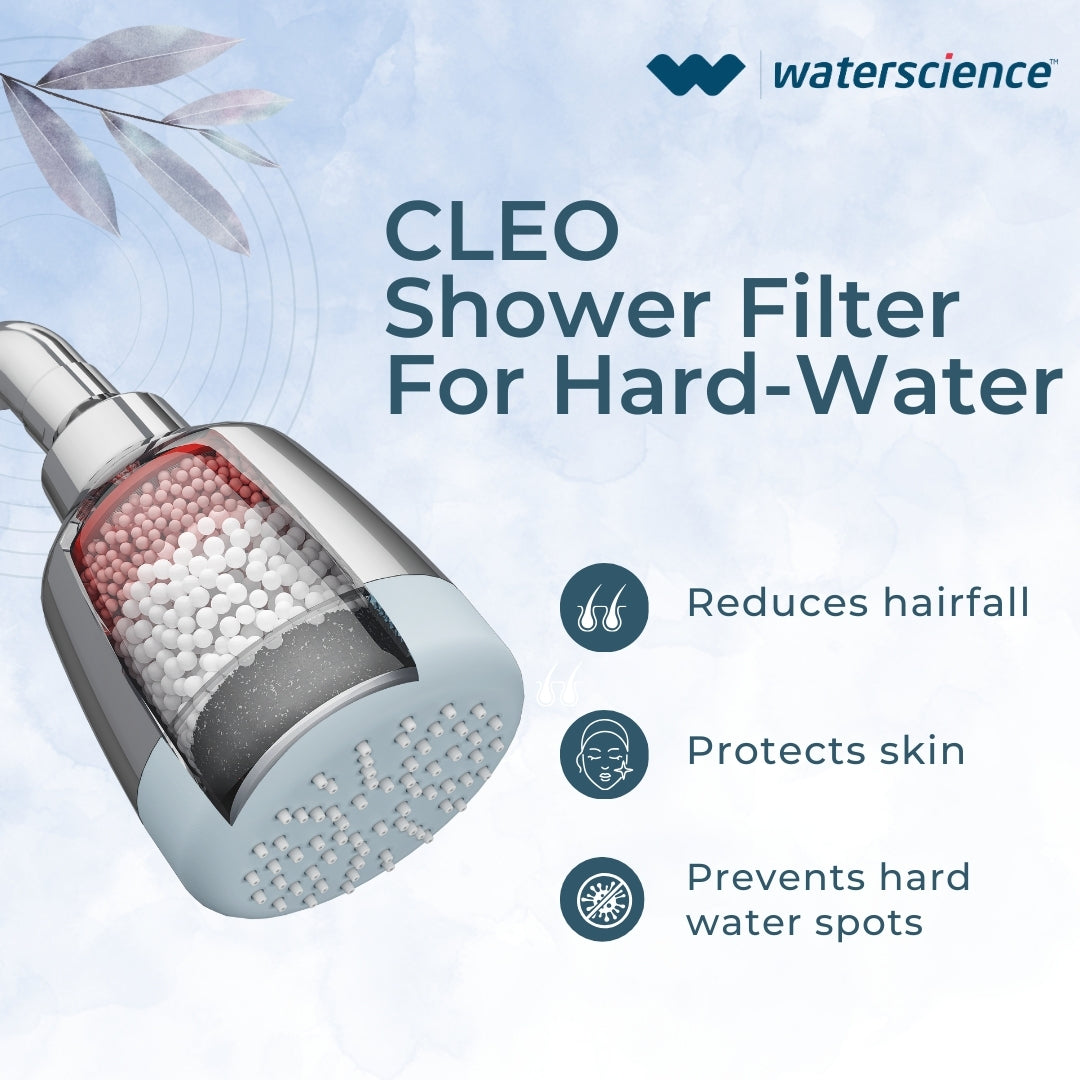 CLEO Shower Filter for Hard Water | Borewell/Tanker Water Cartridge + AERA Flexi Kitchen Tap Extender
