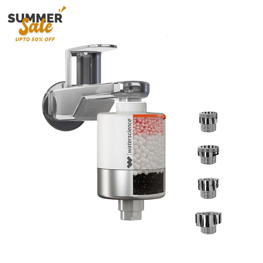 CLEO Shower & Tap Filter for Hard Water - for Borewell/Tanker Water - with Metal Adaptors