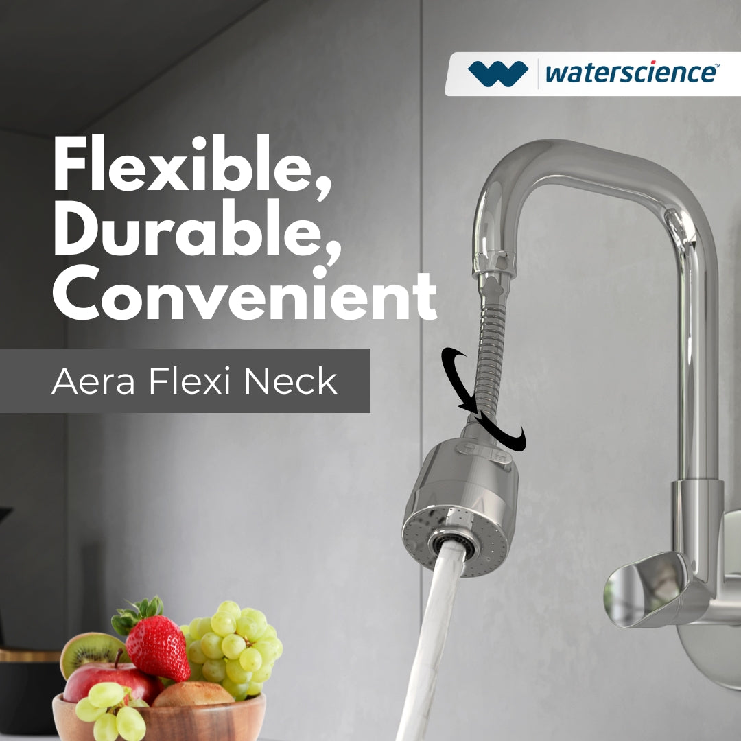 CLEO Shower Filter for Hard Water - Single Flow + AERA Flexi Kitchen Tap extender