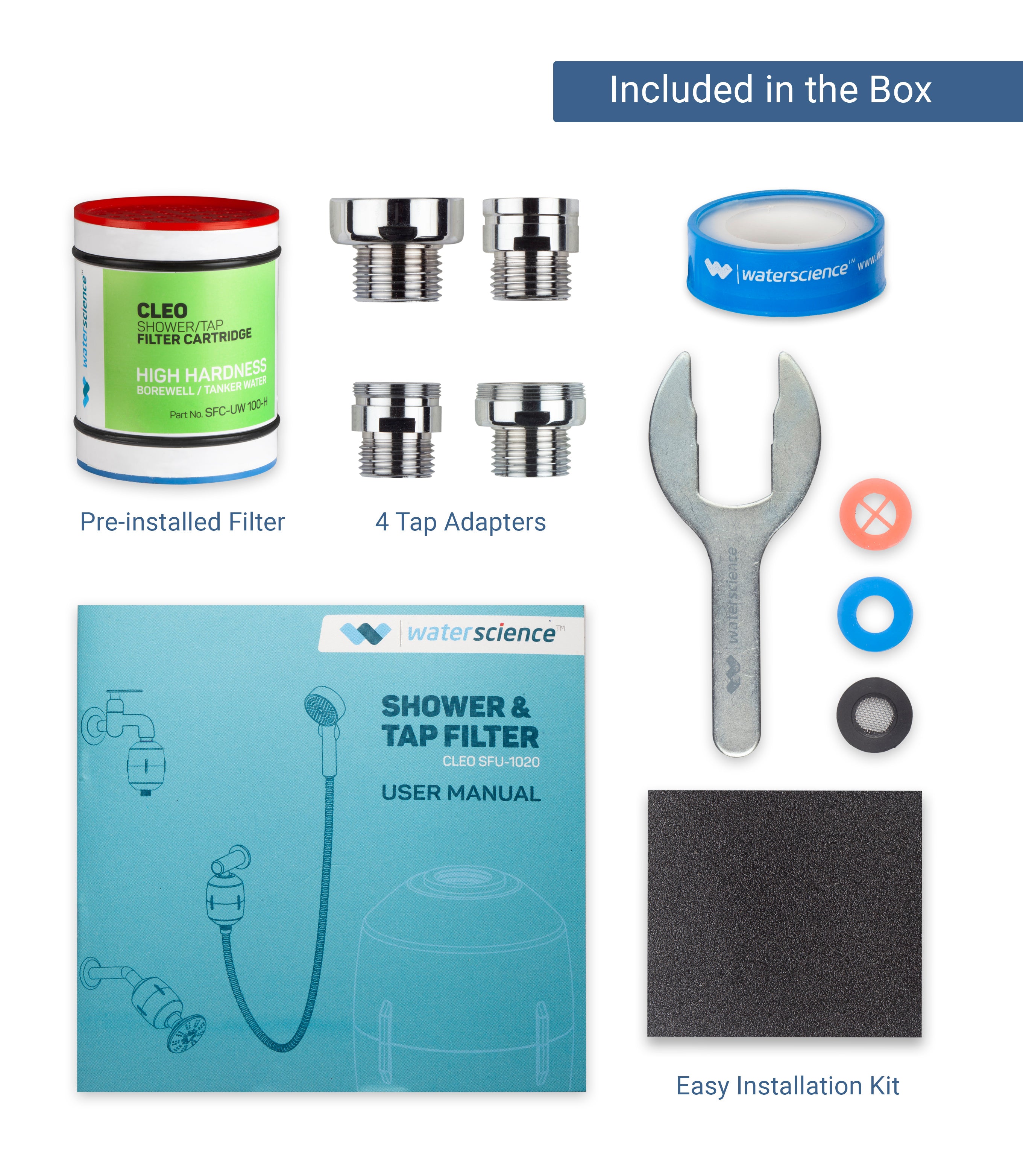 CLEO Shower & Tap Filter SFU1020 + Replacement Cartridge WaterScience