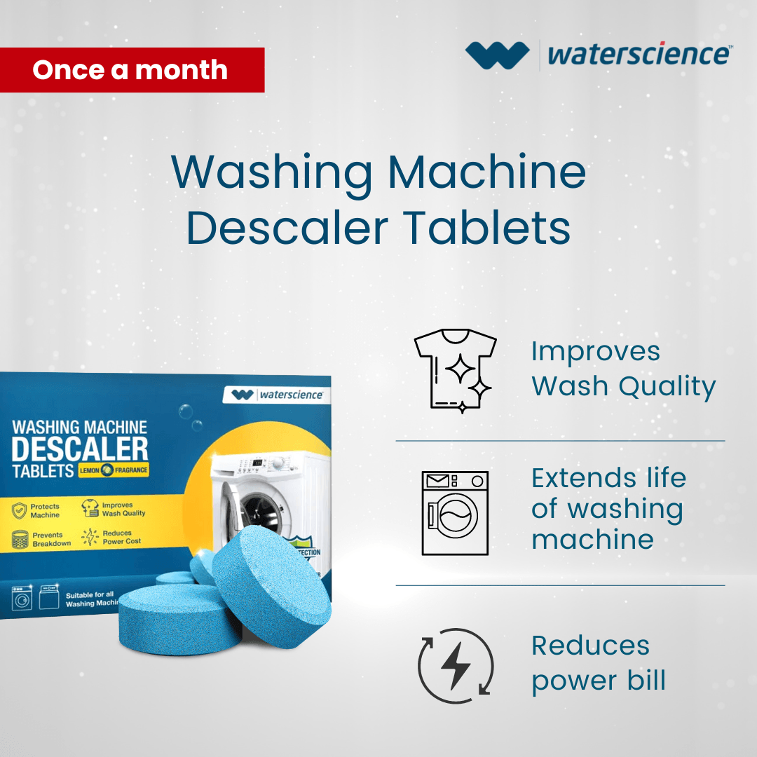 WaterScience 4 In 1 Combo: Hard Water Stain Cleaner Kit: 2 Stain Remover sprays + Washing Machine Descaler + Stain removing wipes